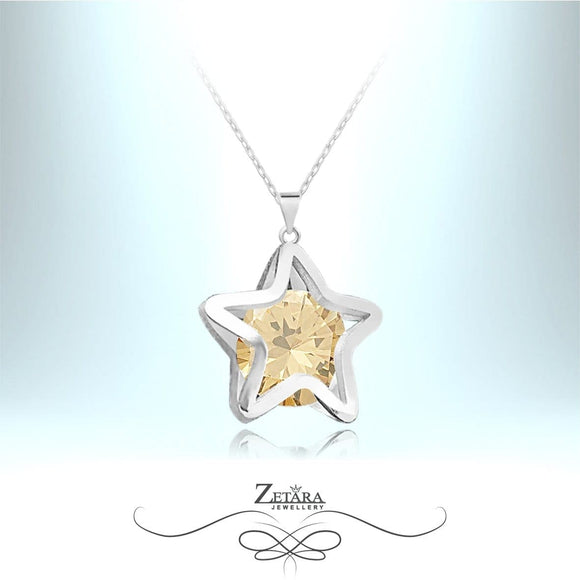 Vega Crystal Star Necklace - Citrine - Birthstone for November 2023
