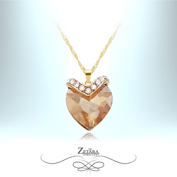 Sweet Honey Heart Crystal Necklace - Citrine - Birthstone for November 2023