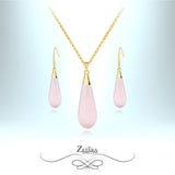 Sweet Pea Set - Natural Rose Quartz - Birthstone for January 2023 Gold Plated
