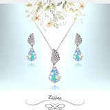 925 Sterling Silver Crystal Set - Angel Wings Clear Crystal 2024