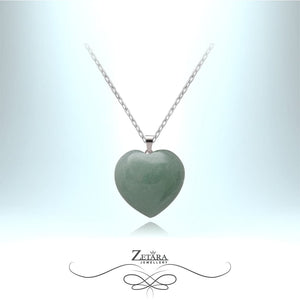Green Aventurine Heart Necklace - Birthstone for August 2023