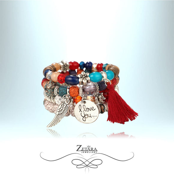 Katerina Vintage Crystal Bracelet - I Love You - Rainbow 2023