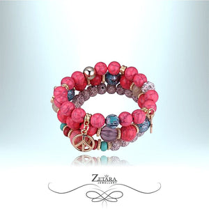 Olivia Vintage Charm Bracelet - Rose Pink 2022
