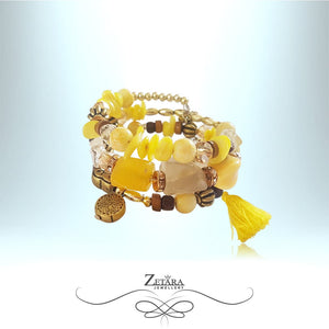 Lorina Women Fashion Vintage Crystal Bracelet  - Canary Yellow Quartz 2023