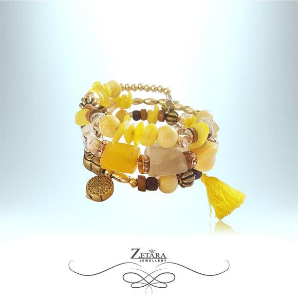 Lorina Women Fashion Vintage Crystal Bracelet  - Canary Yellow Quartz 2023