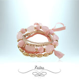 Marilyn Ribbon Beaded Bracelet - Baby Pink 2023