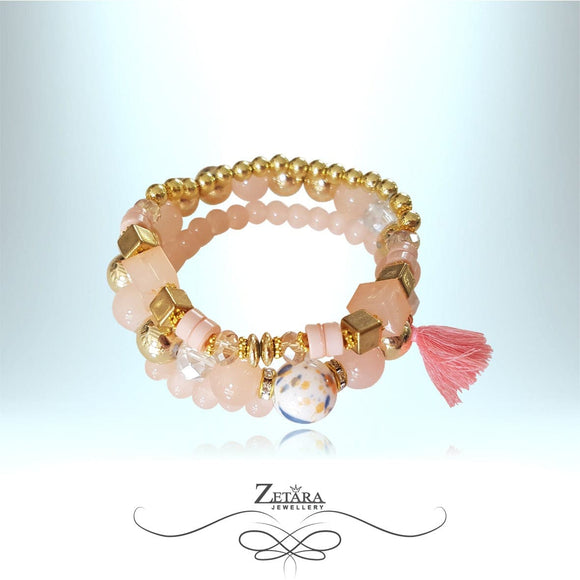 Lolita Women Fashion Vintage Crystal Bracelet -Peach Color 2023