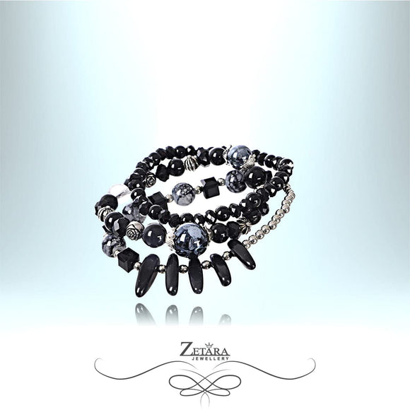 Evelyn Vintage Crystal  Bracelet - Black Obsidian 2023