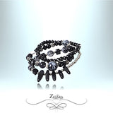 Evelyn Vintage Crystal  Bracelet - Black Obsidian 2023