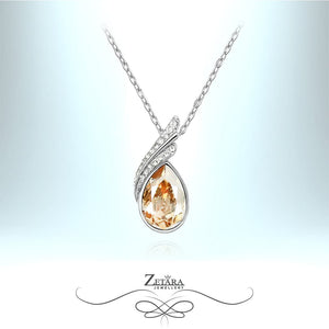 Crystal Leaf Necklace - Citrine - Birthstone for November 2023
