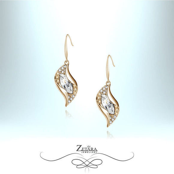 Royal Leaf Crystal Earrings - Gold 2022