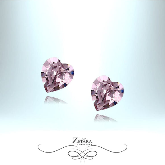 Crystal Heart Earrings-Loretta - Light Amethyst - Birthstone for February 2023