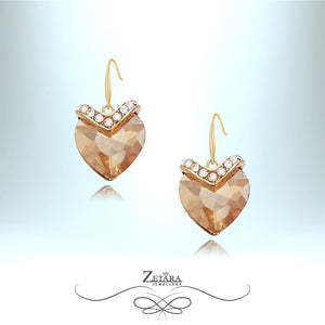 Sweet Honey Heart Crystal Earrings - Citrine - Birthstone for November 2023