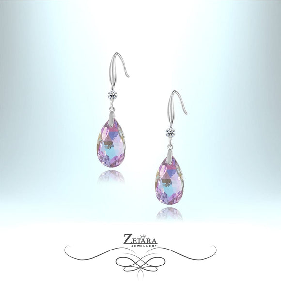 Czech Crystal -Windsor Violet Raindrop Earrings - 