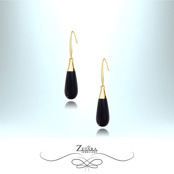 Natural Black Obsidian Earrings (Gold) - Birthstone for Scorpio 2022