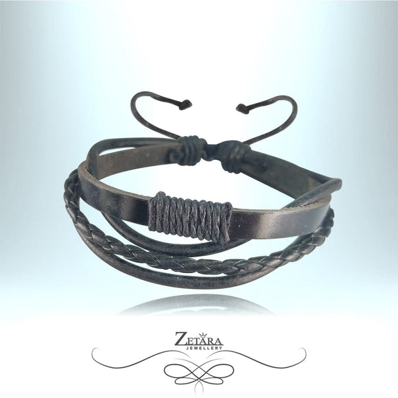 Zetara Man Leather Bracelet Black - MB0071 2023