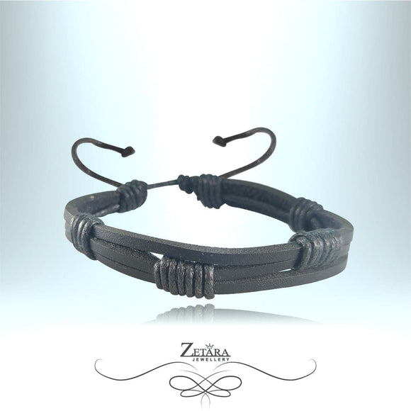 Zetara Man Leather Bracelet Black - MB0074 2023