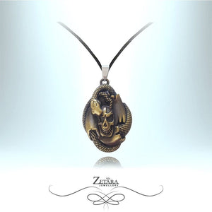 Zetara MAN - Mystical Snake Skull Men Necklace - Brass 2022