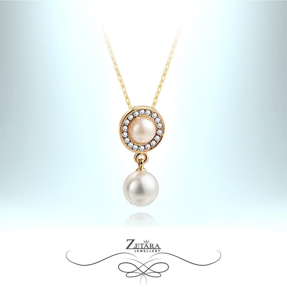 Layla Crystal Necklace - Freshwater White Pearl - Birthstone for June 2023
