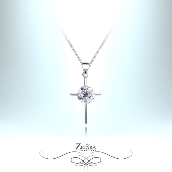 Saint Germain Crystal Cross Necklace - Diamond - Birthstone for April 2023