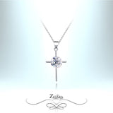 Saint Germain Crystal Cross Necklace - Diamond - Birthstone for April 2023