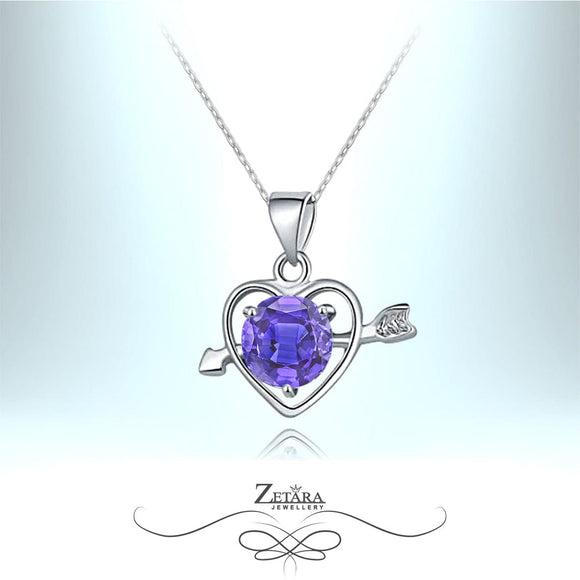 Rosalina Deluxe Crystal Heart Necklace - Amethyst - Birthstone for February 2023
