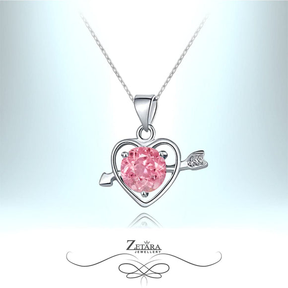 Rosalina Deluxe Crystal Heart Necklace - Light Tourmaline - Birthstone for October 2023