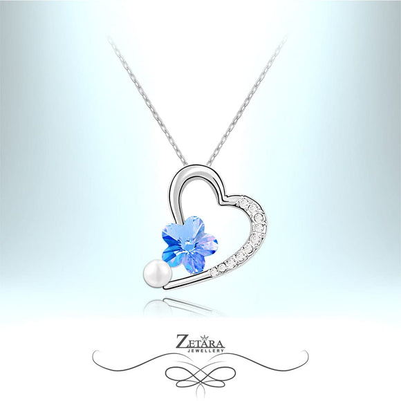 Lucky Crystal Heart Necklace - Light Sapphire - Birthstone for September 2023