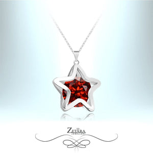 Vega Crystal Star Necklace - Ruby - Birthstone for July 2023