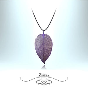 Flora Collection Aristate Leaf Necklace - Purple 2023