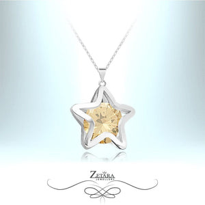 Vega Crystal Star Necklace - Citrine - Birthstone for November 2023