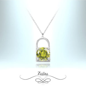 Sweetheart Love Lock Necklace - Peridot - Birthstone for August 2023