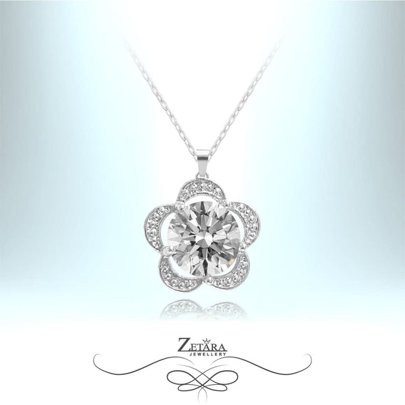 Lotus Crystal Necklace- Clear 2023