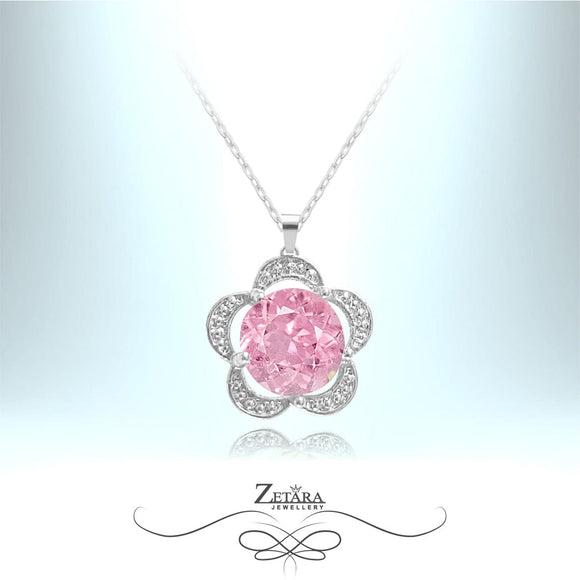 Lotus Crystal Necklace - Light Tourmaline - Birthstone for October 2023
