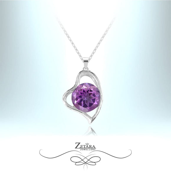 Love Connection - Crystal Heart Necklace - Amethyst - Birthstone for February 2023
