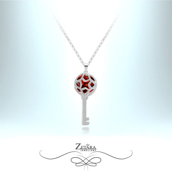 Key To My Heart Crystal Necklace - Ruby - Birthstone for July 2023