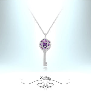Key To My Heart Crystal Necklace - Amethyst - Birthstone for February 2023