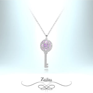 Key To My Heart Crystal Necklace - Light Amethyst - Birthstone for February 2023