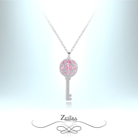 Key To My Heart Crystal Necklace - Light Tourmaline - Birthstone for October 2023