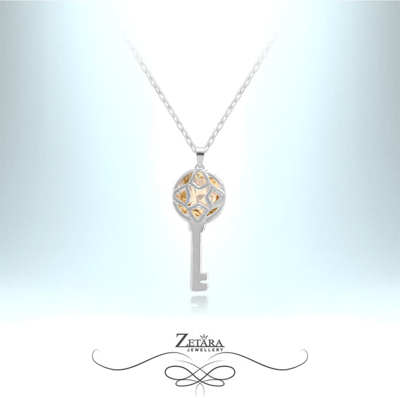 Key To My Heart Crystal Necklace - Light Citrine - Birthstone for November 2023