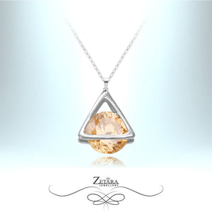 Bermuda Triangle Crystal Necklace - Light Citrine - Birthstone for November 2023