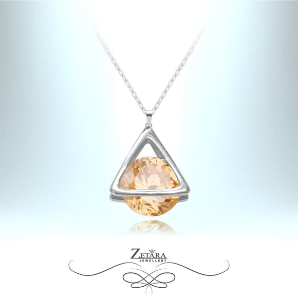Bermuda Triangle Crystal Necklace - Light Citrine - Birthstone for November 2023