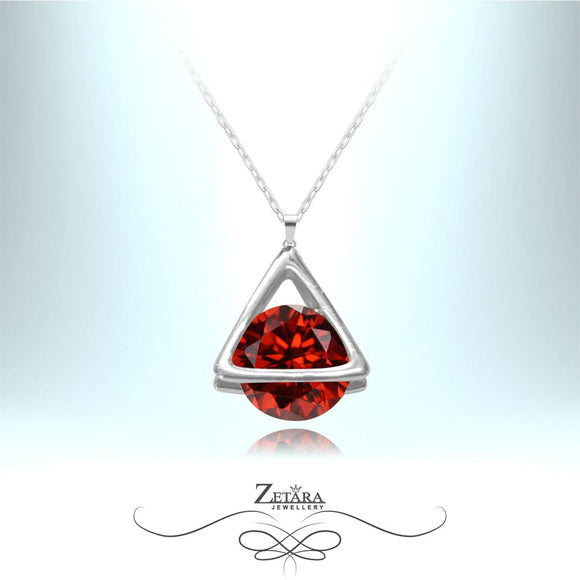 Bermuda Triangle Crystal Necklace - Ruby - Birthstone for July 2023