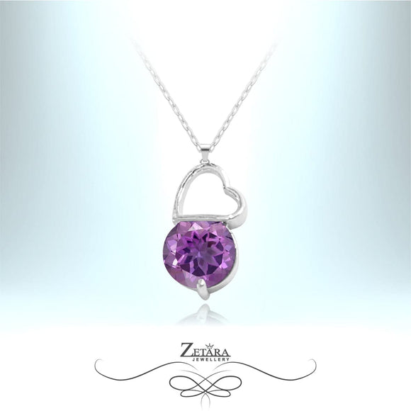 Love Connections Crystal Heart Necklace - Amethyst - Birthstone for February 2023