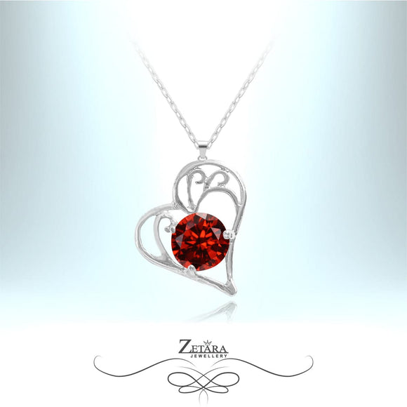 Love Connection - Crystal Heart Necklace - Ruby 2023