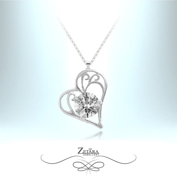 Love Connection - Crystal Heart Necklace-Clear 2023