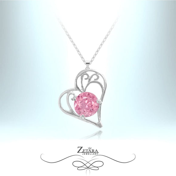 Love Connection - Crystal Heart Necklace - Light Tourmaline - Birthstone for October 2023