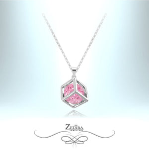 Magical Crystal Cube Necklace - Light Tourmaline - Birthstone for October 2023