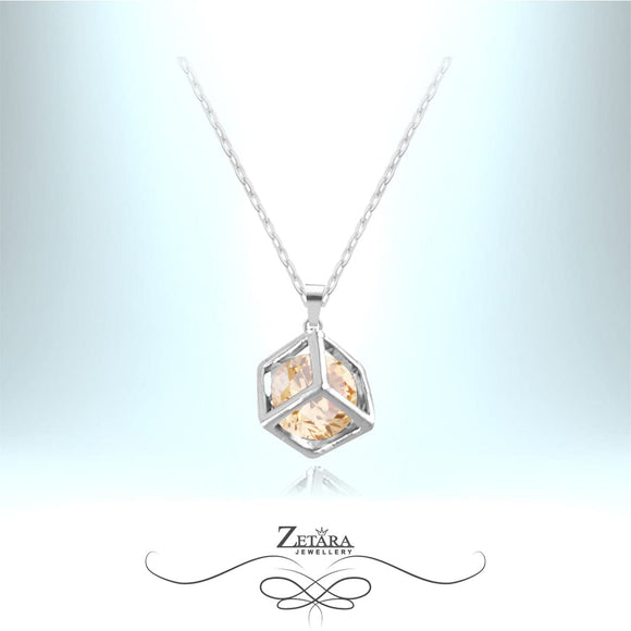 Magical Crystal Cube Necklace - Citrine - Birthstone for November 2023