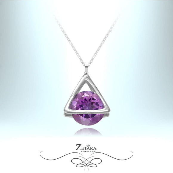 Bermuda Triangle Crystal Necklace - Amethyst - Birthstone for February 2023